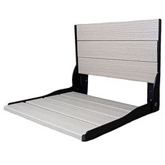 Bath Concepts composite fold-down shower seat, black frame, beige seat
