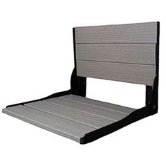 Bath Concepts composite fold-down shower seat, black frame, anchor gray seat