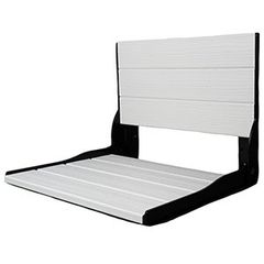 Bath Concepts composite fold-down shower seat, black frame, white seat