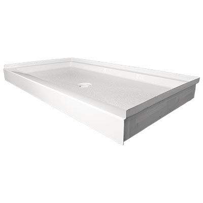 60 by 32 inch walk-in acrylic shower base in white