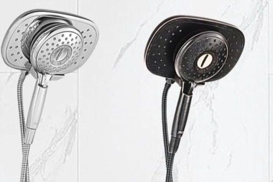 Duo showerheads in brushed nickel and oil-rubbed bronze